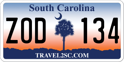 SC license plate ZOD134