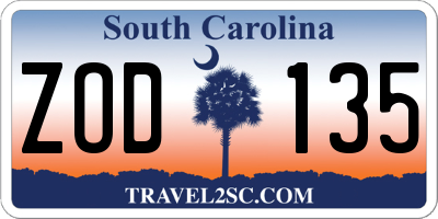 SC license plate ZOD135