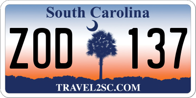 SC license plate ZOD137