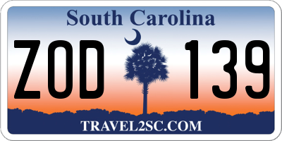 SC license plate ZOD139