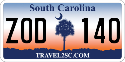 SC license plate ZOD140