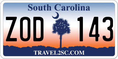 SC license plate ZOD143