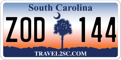 SC license plate ZOD144