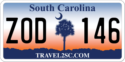 SC license plate ZOD146