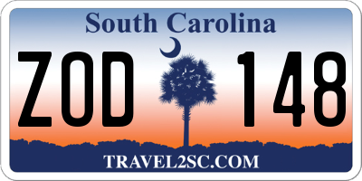 SC license plate ZOD148