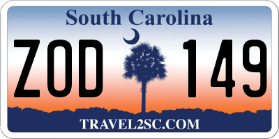 SC license plate ZOD149
