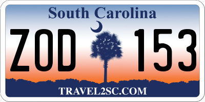 SC license plate ZOD153