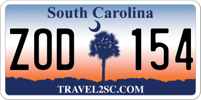SC license plate ZOD154