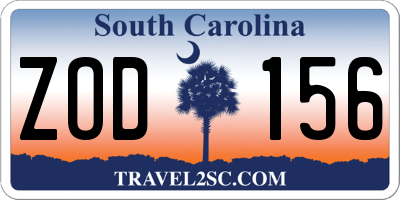 SC license plate ZOD156
