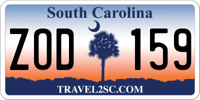 SC license plate ZOD159