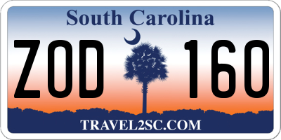 SC license plate ZOD160