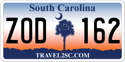 SC license plate ZOD162