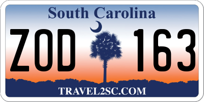 SC license plate ZOD163