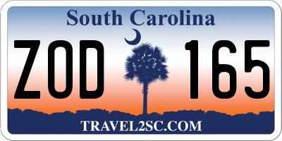 SC license plate ZOD165