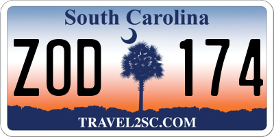 SC license plate ZOD174