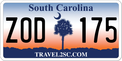 SC license plate ZOD175