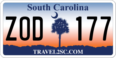 SC license plate ZOD177
