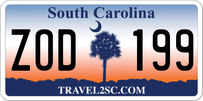 SC license plate ZOD199