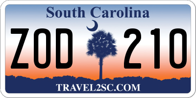 SC license plate ZOD210