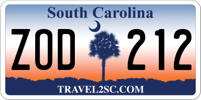 SC license plate ZOD212