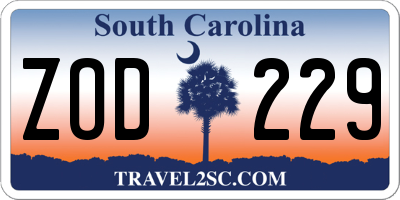 SC license plate ZOD229