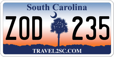 SC license plate ZOD235