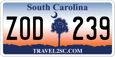 SC license plate ZOD239