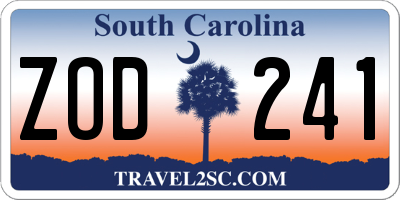 SC license plate ZOD241
