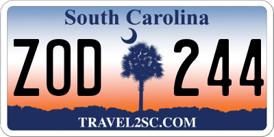 SC license plate ZOD244