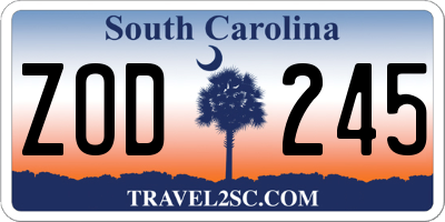 SC license plate ZOD245