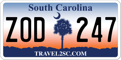 SC license plate ZOD247