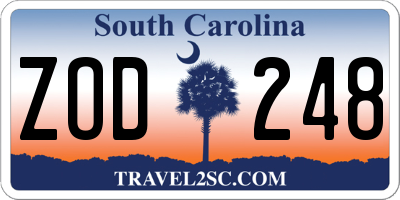 SC license plate ZOD248