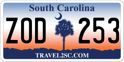 SC license plate ZOD253