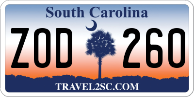 SC license plate ZOD260