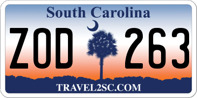 SC license plate ZOD263
