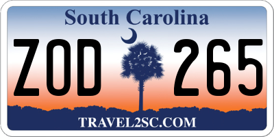 SC license plate ZOD265