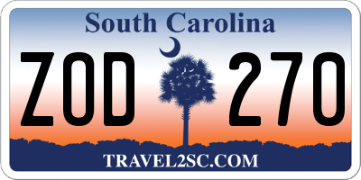 SC license plate ZOD270