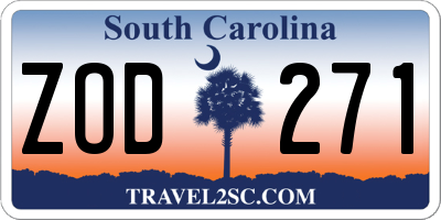 SC license plate ZOD271