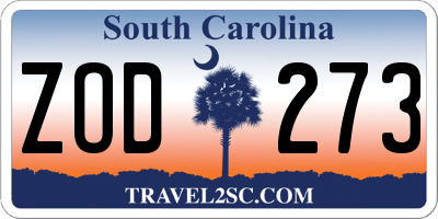 SC license plate ZOD273