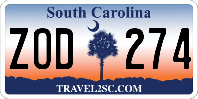 SC license plate ZOD274