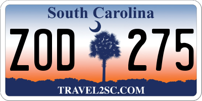 SC license plate ZOD275