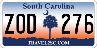 SC license plate ZOD276