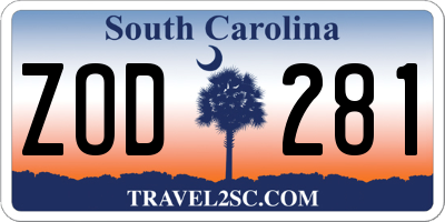 SC license plate ZOD281