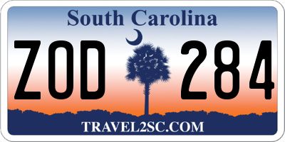 SC license plate ZOD284