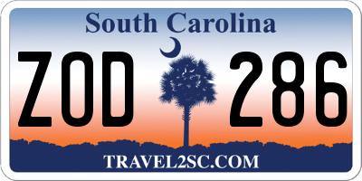 SC license plate ZOD286