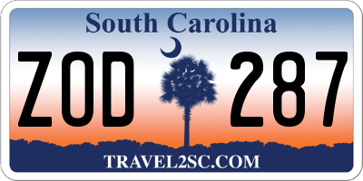 SC license plate ZOD287