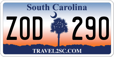 SC license plate ZOD290