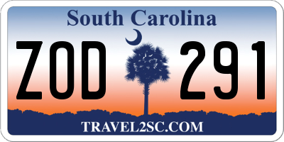 SC license plate ZOD291