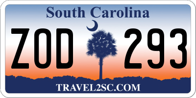 SC license plate ZOD293