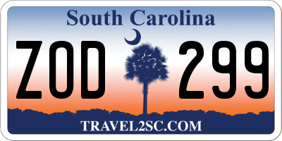 SC license plate ZOD299